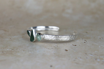 Welsh Sea Glass Textured Sterling Silver Cuff