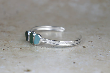 Welsh Sea Glass Textured Sterling Silver Cuff