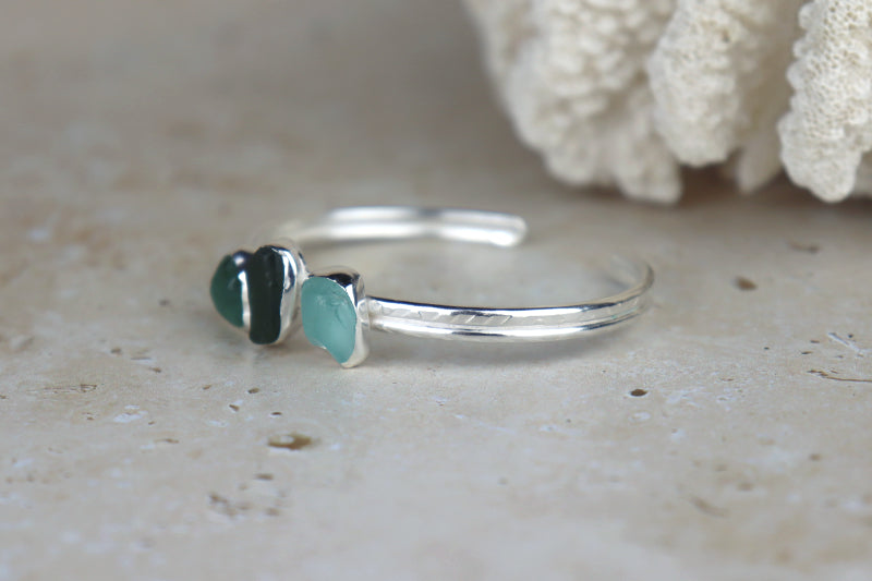 Welsh Sea Glass Textured Sterling Silver Cuff