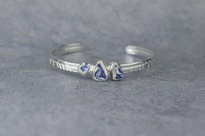 Welsh Sea Pottery Textured Sterling Silver Cuff