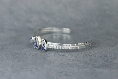 Welsh Sea Pottery Textured Sterling Silver Cuff