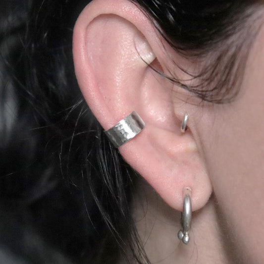7mm Hammered Ear Cuff Conch Sterling Silver