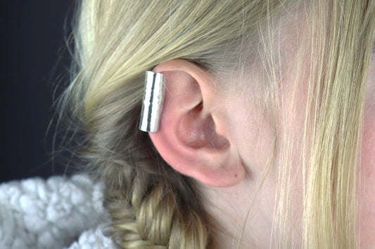 25mm Hammered Ear Cuff Sterling Silver