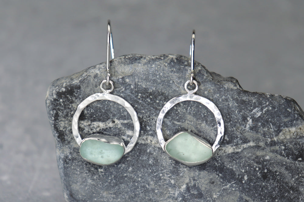 Welsh Sea Glass Geometric Earrings