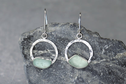 Welsh Sea Glass Geometric Earrings