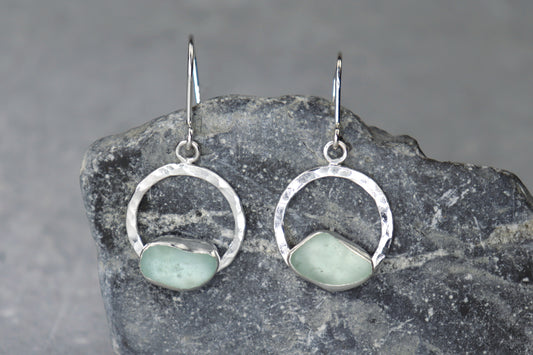 Welsh Sea Glass Geometric Earrings