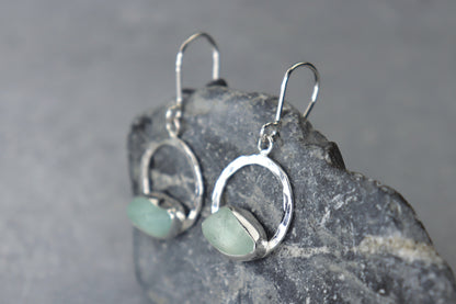 Welsh Sea Glass Geometric Earrings
