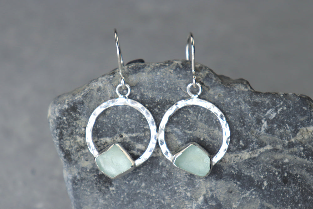 Welsh Sea Glass Geometric Earrings