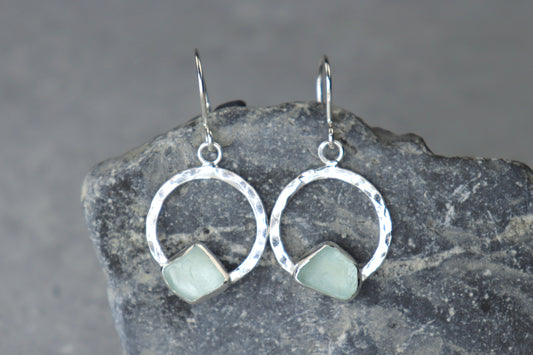 Welsh Sea Glass Geometric Earrings