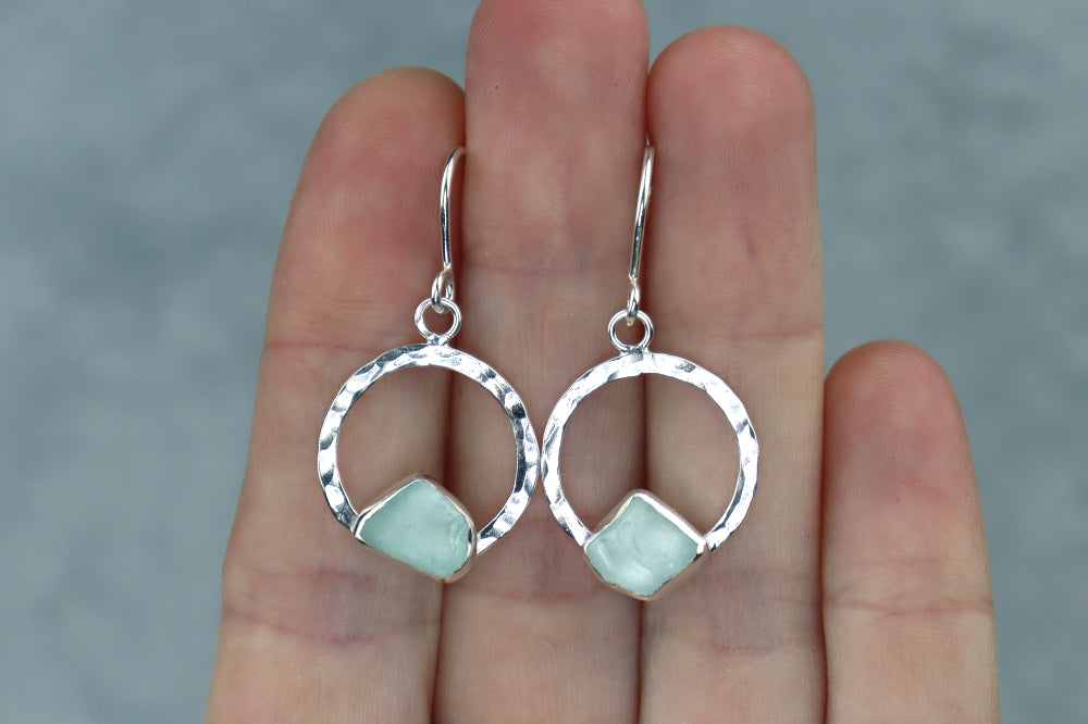 Welsh Sea Glass Geometric Earrings