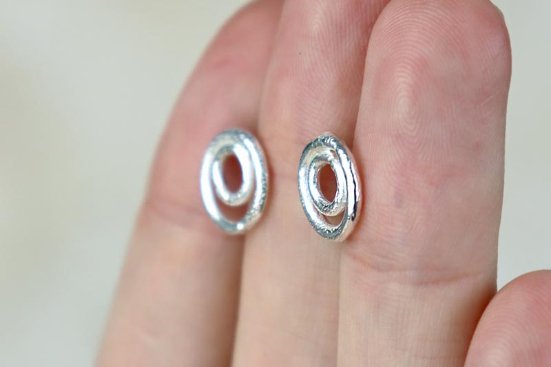 Molten Circle Sterling Silver Studs