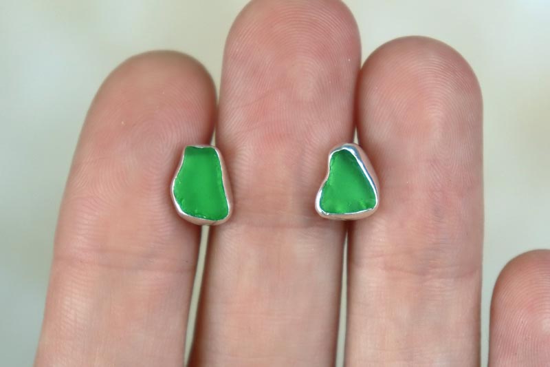 Welsh Sea Glass Stud Earrings