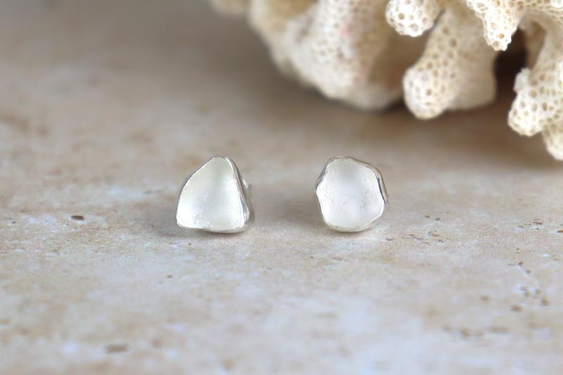 Welsh Sea Glass Stud Earrings