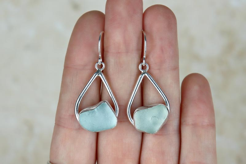 Welsh Sea Glass Teardrop Earrings