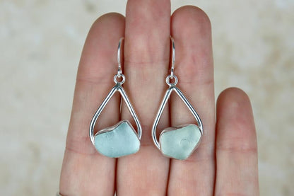 Welsh Sea Glass Teardrop Earrings