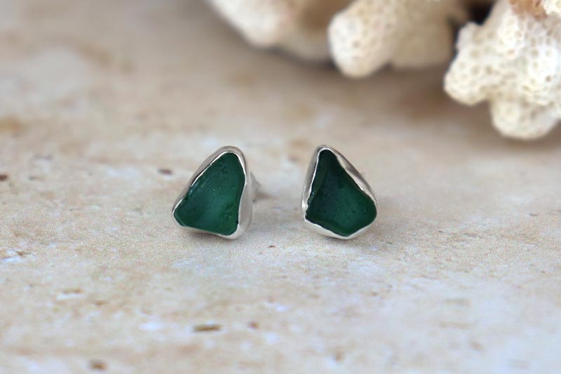 Welsh Sea Glass Stud Earrings