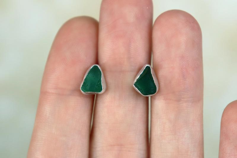 Welsh Sea Glass Stud Earrings