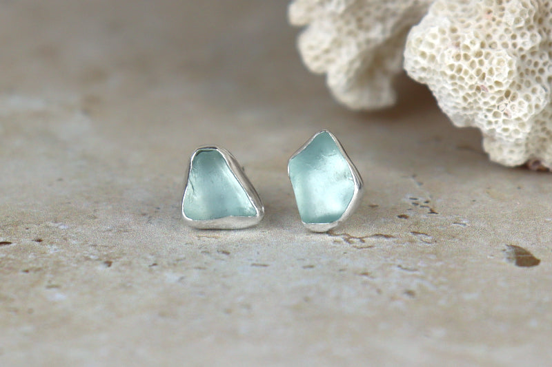 Welsh Sea Glass Stud Earrings