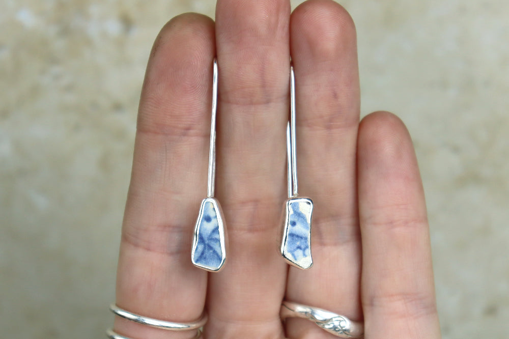 Welsh Sea Pottery Drop Earrings