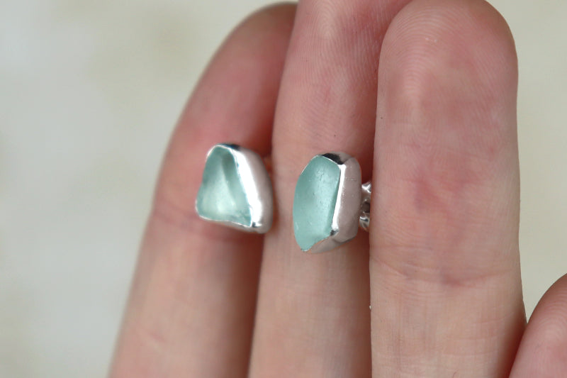 Welsh Sea Glass Stud Earrings