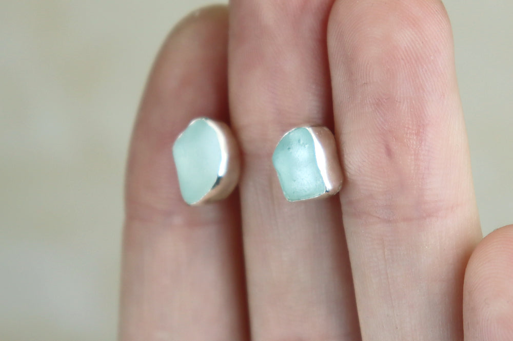 Welsh Sea Glass Stud Earrings