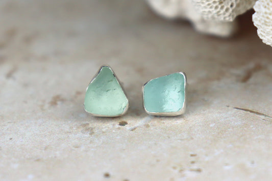 Welsh Sea Glass Stud Earrings