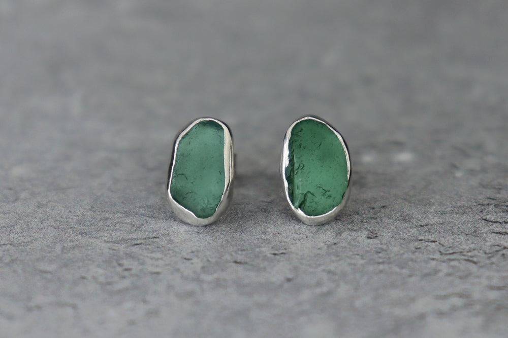 Welsh Sea Glass Stud Earrings