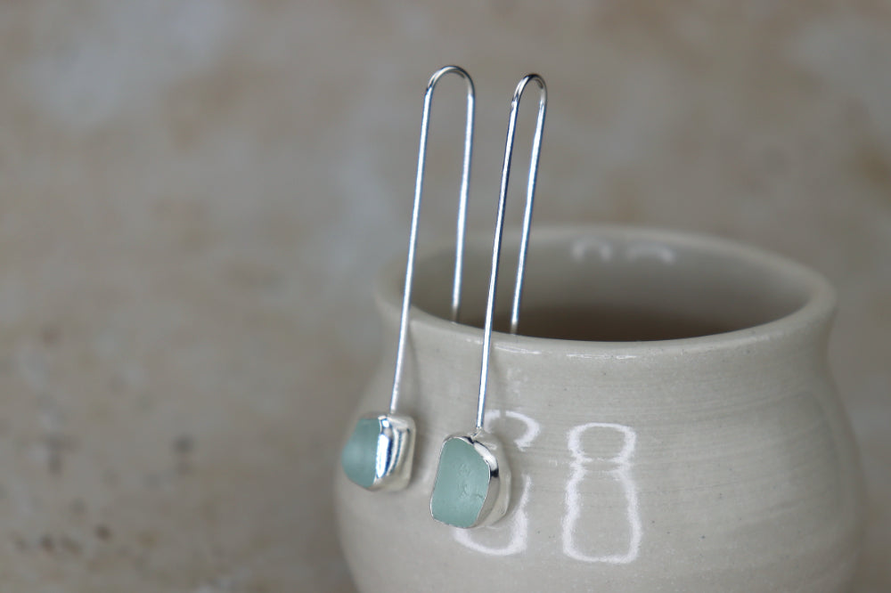 Welsh Sea Glass Drop Earrings