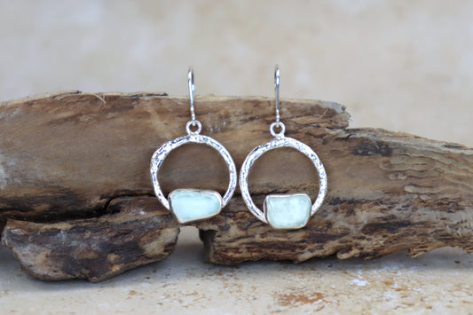 Welsh Sea Glass Circle Reticulated Earrings