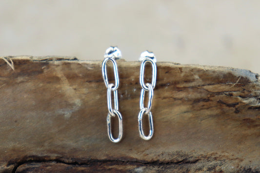 Mirror Shine Chain Sterling Silver Studs