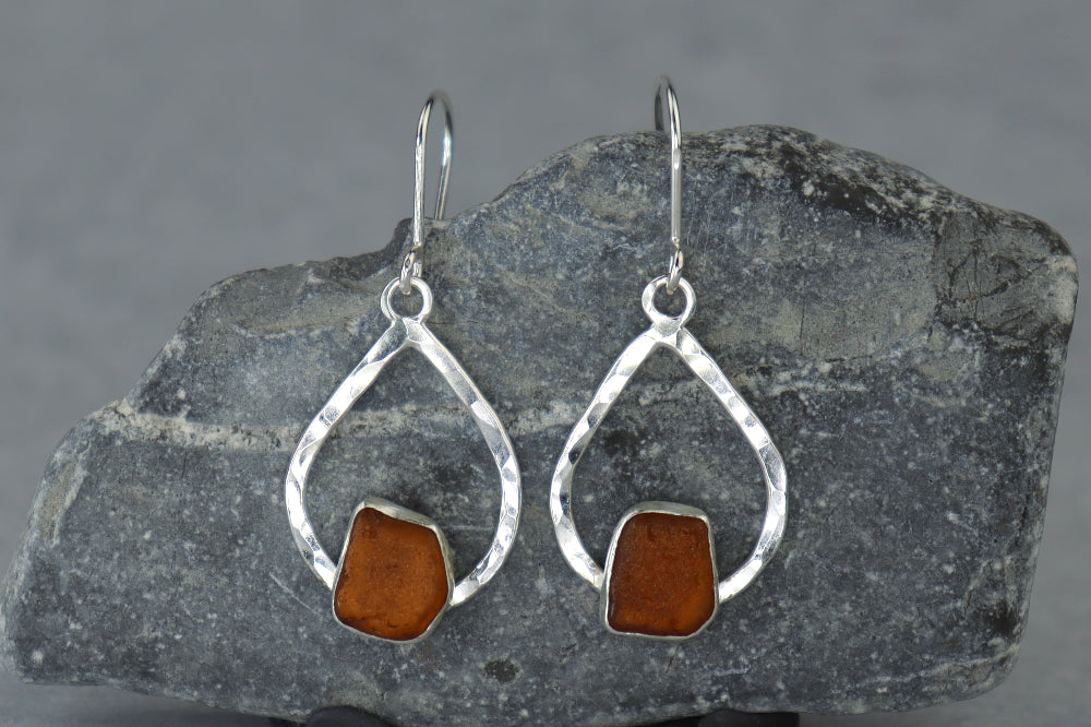 Welsh Sea Glass Teardrop Earrings