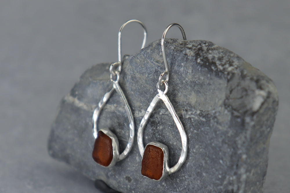 Welsh Sea Glass Teardrop Earrings