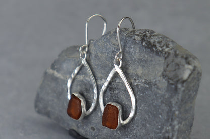 Welsh Sea Glass Teardrop Earrings