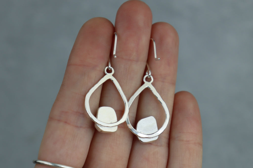 Welsh Sea Glass Teardrop Earrings