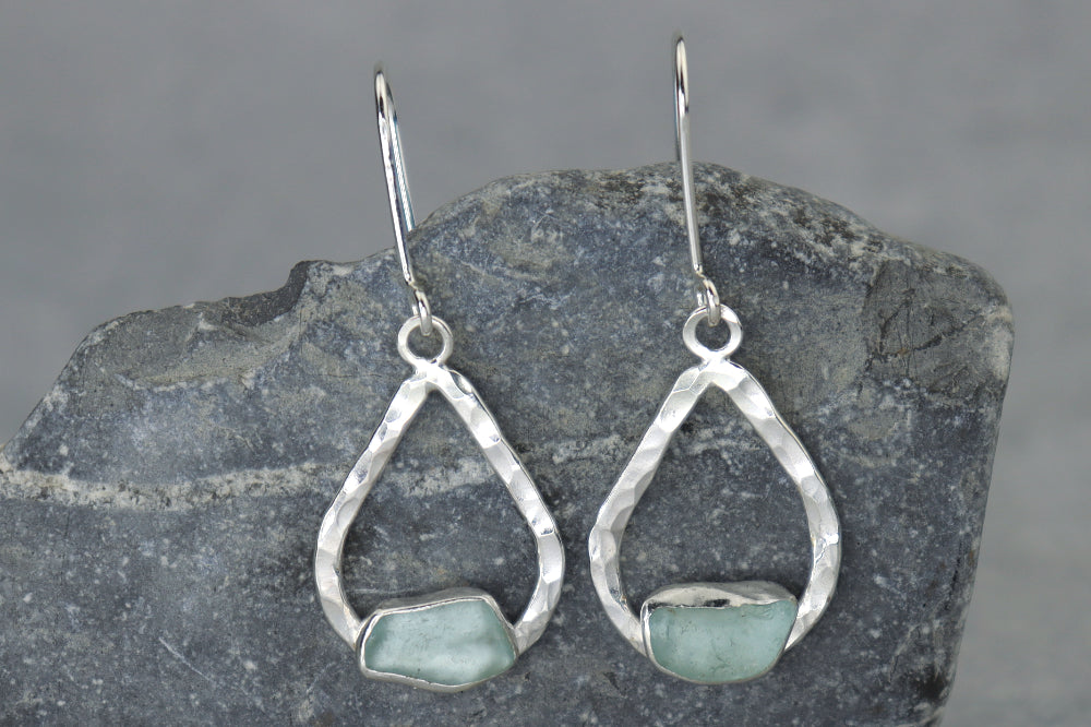 Welsh Sea Glass Teardrop Earrings