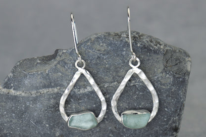 Welsh Sea Glass Teardrop Earrings