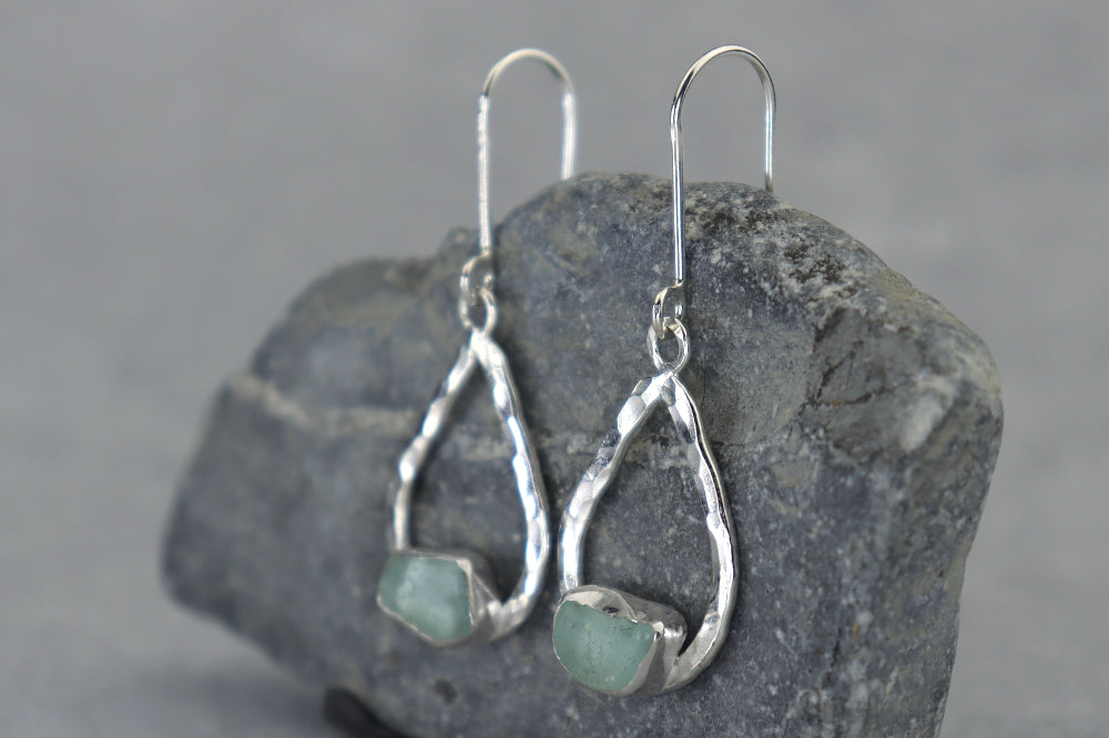 Welsh Sea Glass Teardrop Earrings