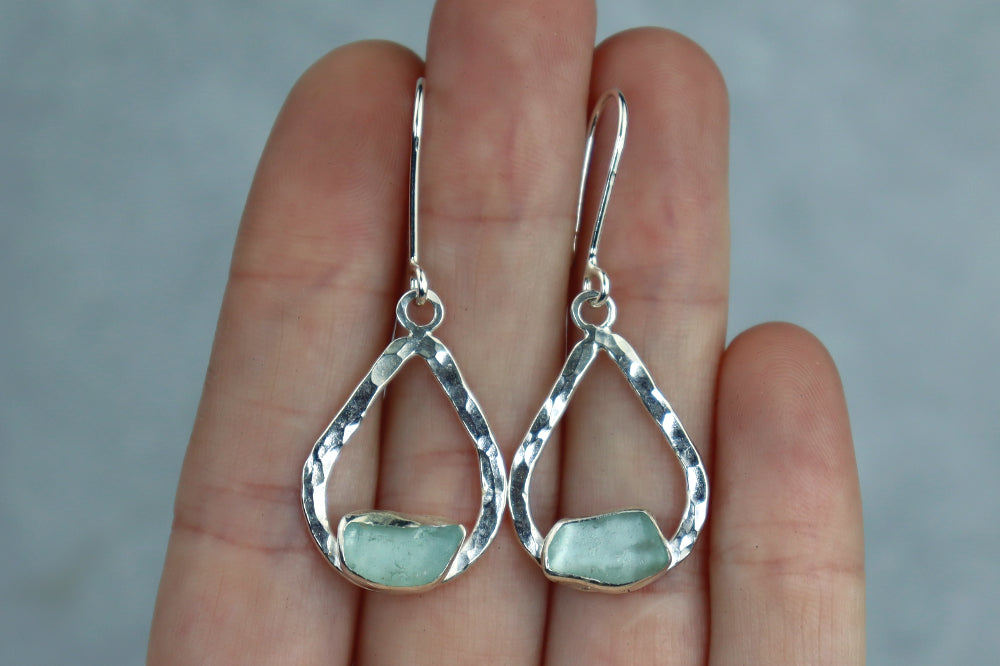 Welsh Sea Glass Teardrop Earrings