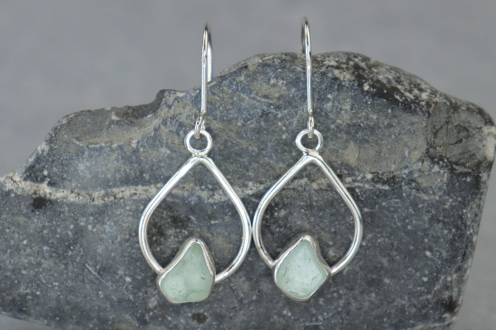 Welsh Sea Glass Teardrop Earrings