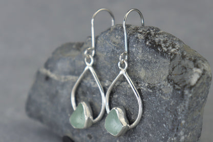 Welsh Sea Glass Teardrop Earrings