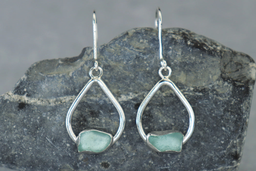 Welsh Sea Glass Teardrop Earrings