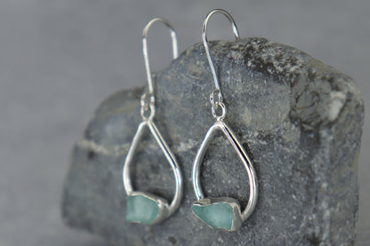 Welsh Sea Glass Teardrop Earrings