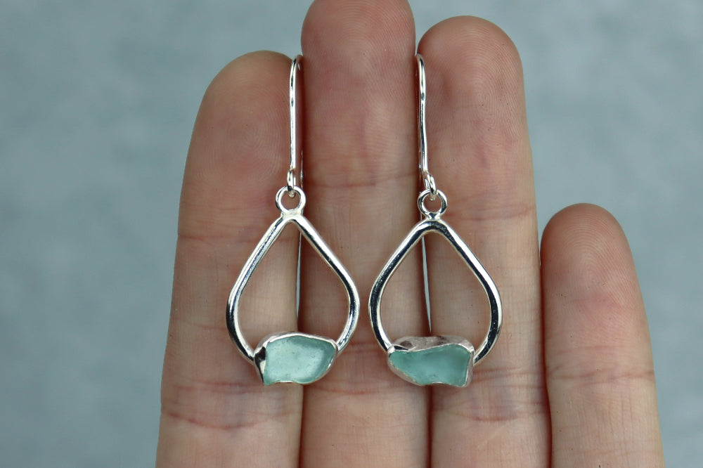 Welsh Sea Glass Teardrop Earrings