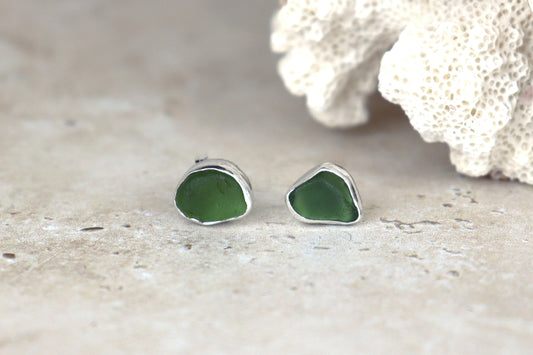 Welsh Sea Glass Stud Earrings