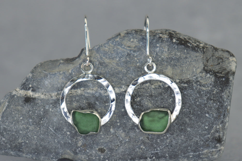 Welsh Sea Glass Geometric Earrings