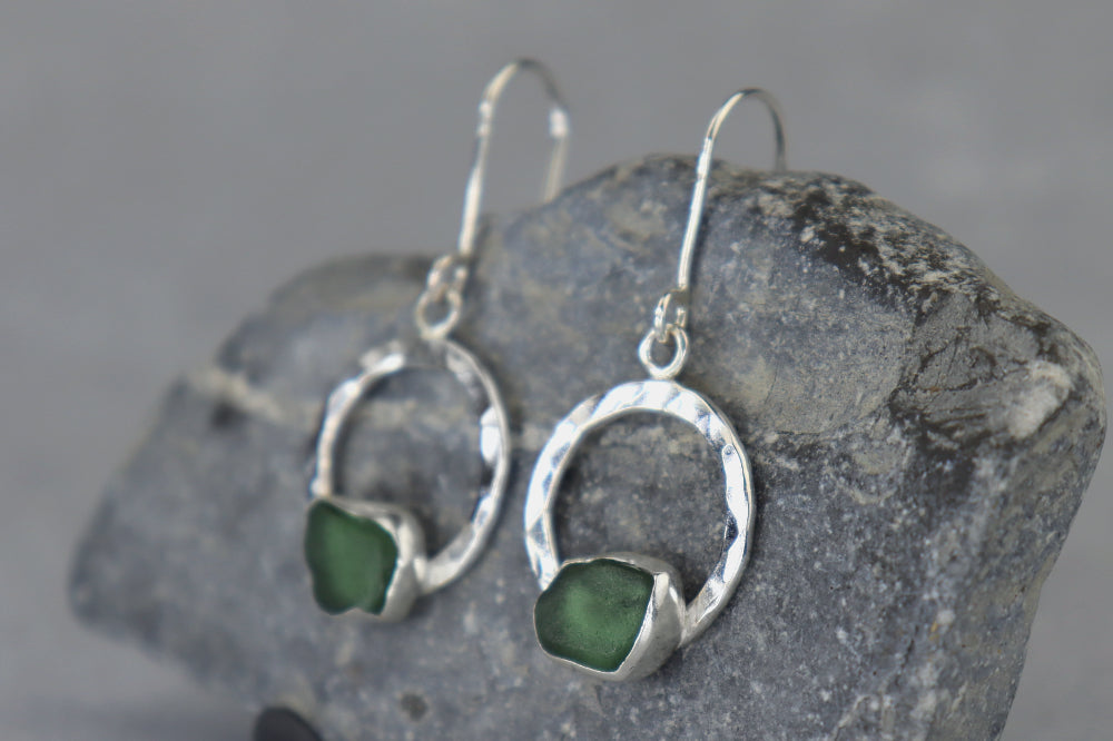 Welsh Sea Glass Geometric Earrings
