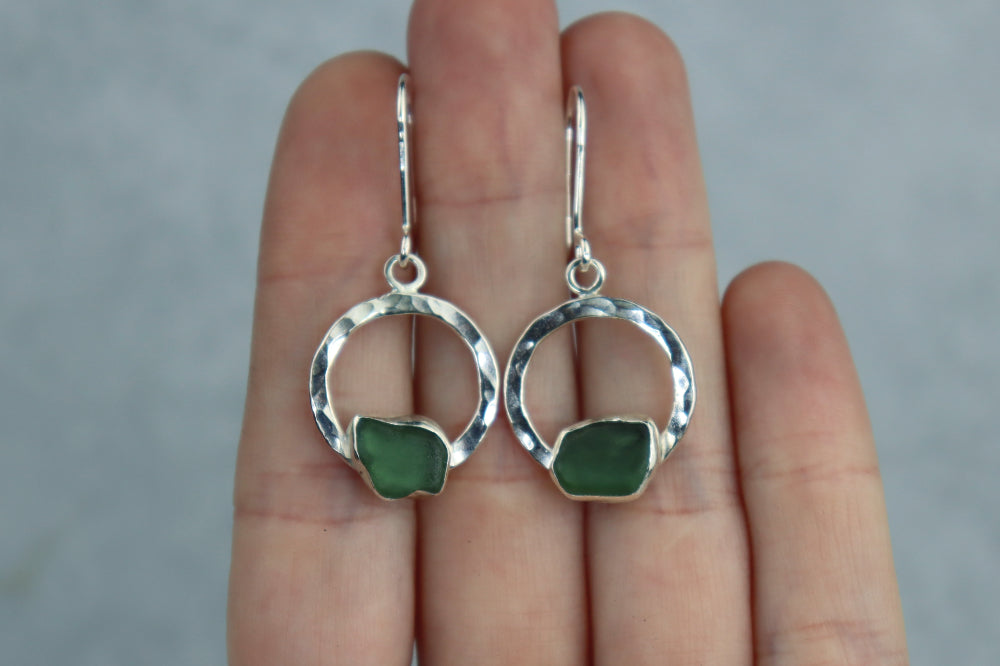 Welsh Sea Glass Geometric Earrings