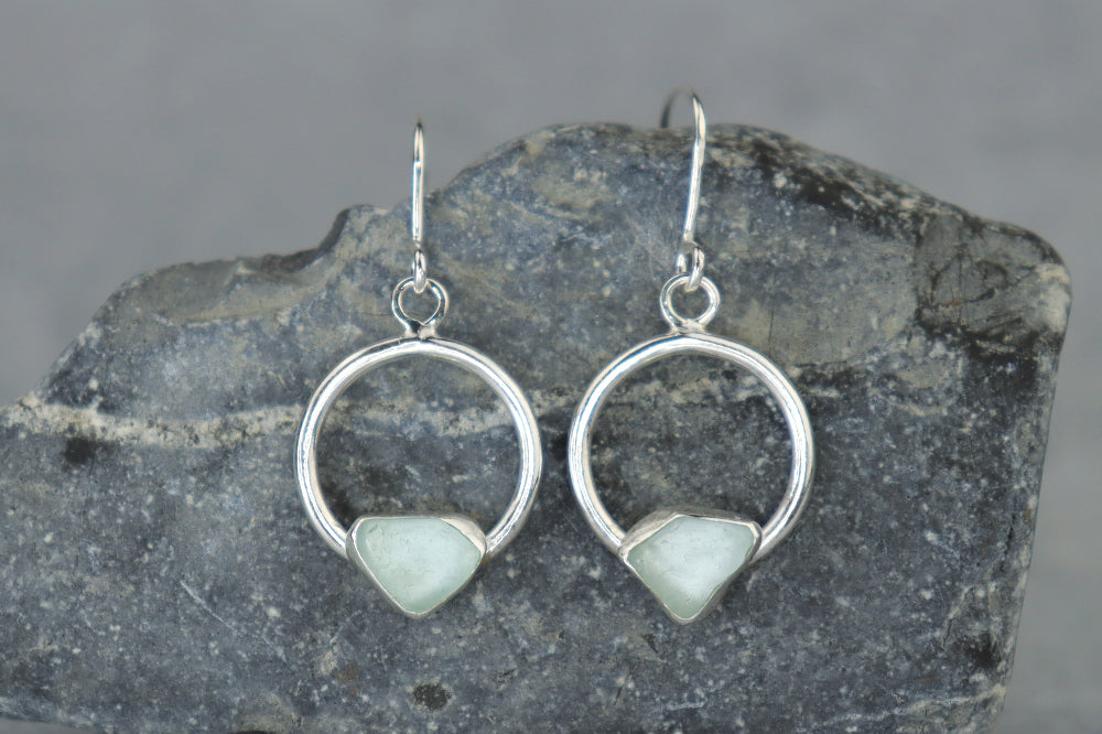 Welsh Sea Glass Geometric Earrings