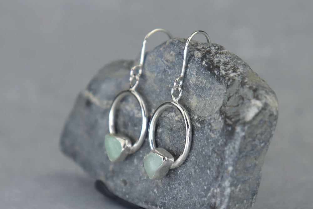 Welsh Sea Glass Geometric Earrings