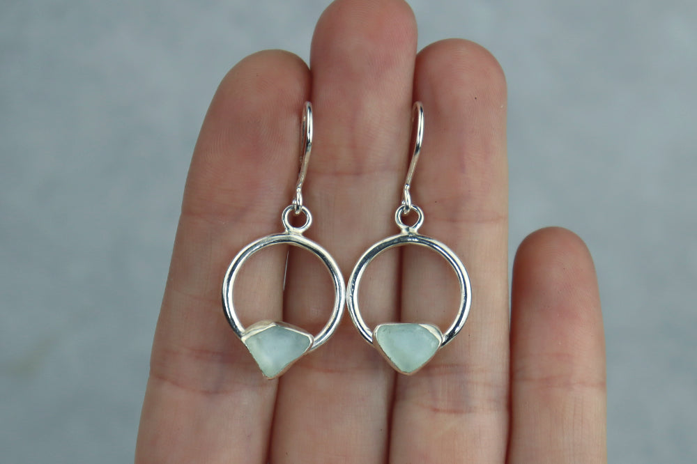 Welsh Sea Glass Geometric Earrings